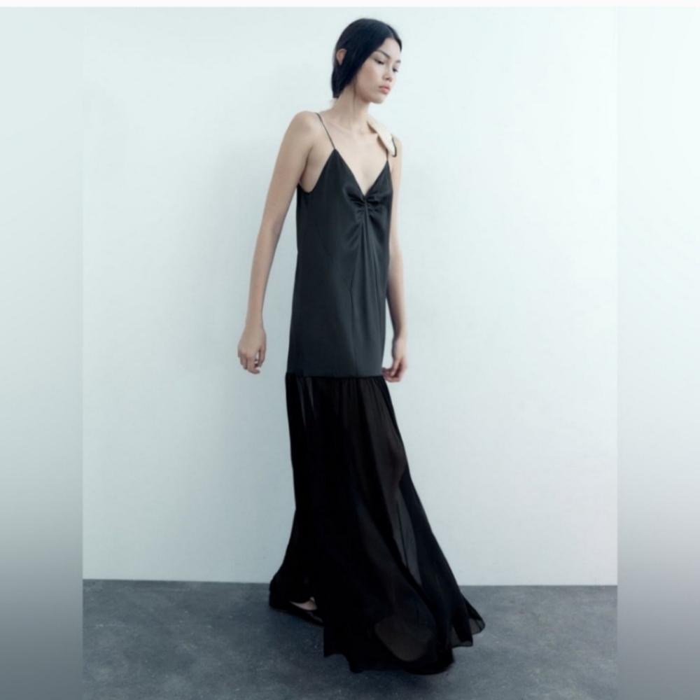 Zara Mulberry Silk Dress Black Size M - Picture 15 of 16